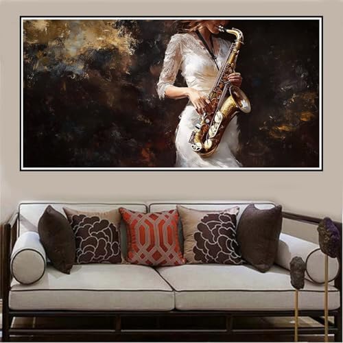 Malen Nach Zahlen Groß XXL 140x70cm Mädchen Malen Nach Zahlen Erwachsene Musik, Malen Nach Zahlen Erwachsene Leinwand AnfäNger, Acrylfarbe Ölgemälde Set, Bastelset Frauen für Home Decor -1128 von Lezewege