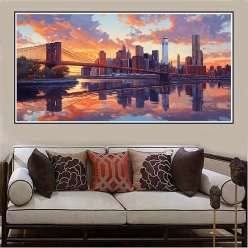 Malen Nach Zahlen Groß XXL 140x70cm Stadt Malen Nach Zahlen Erwachsene Brücke, Malen Nach Zahlen Erwachsene Leinwand AnfäNger, Acrylfarbe Ölgemälde Set, Bastelset Frauen für Home Decor, Rahmenlos -63 von Lezewege