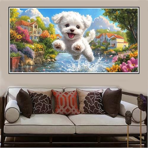 Malen Nach Zahlen Groß XXL 160x80cm Hund Malen Nach Zahlen Erwachsene Freude, Malen Nach Zahlen Erwachsene Leinwand AnfäNger, Acrylfarbe Ölgemälde Set, Bastelset Frauen für Home Decor, Rahmenlos -4 von Lezewege