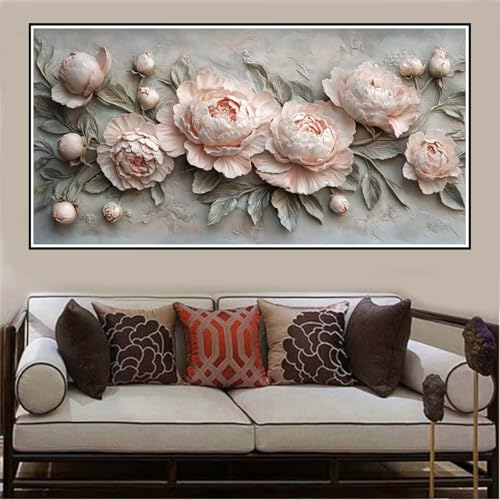 Malen Nach Zahlen Groß XXL 160x80cm Rosa Malen Nach Zahlen Erwachsene Blume, Malen Nach Zahlen Erwachsene Leinwand AnfäNger, Acrylfarbe Ölgemälde Set, Bastelset Frauen für Home Decor, Rahmenlos -142 von Lezewege