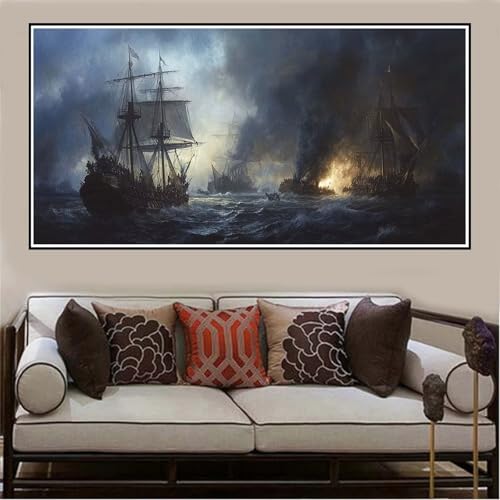 Malen Nach Zahlen Groß XXL 160x80cm Segelboot Malen Nach Zahlen Erwachsene Meer, Malen Nach Zahlen Erwachsene Leinwand AnfäNger, Acrylfarbe Ölgemälde Set, Bastelset Frauen für Home Decor -133 von Lezewege