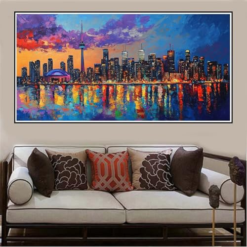 Malen Nach Zahlen Groß XXL 160x80cm Stadt Malen Nach Zahlen Erwachsene Landschaft, Malen Nach Zahlen Erwachsene Leinwand AnfäNger, Acrylfarbe Ölgemälde Set, Bastelset Frauen für Home Decor -61 von Lezewege