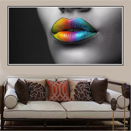 Malen Nach Zahlen Groß XXL 40x20cm Frau Malen Nach Zahlen Erwachsene Lippen, Malen Nach Zahlen Erwachsene Leinwand AnfäNger, Acrylfarbe Ölgemälde Set, Bastelset Frauen für Home Decor, Rahmenlos -1135 von Lezewege