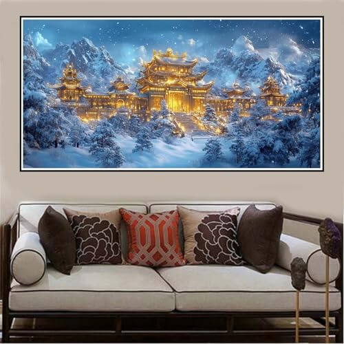 Malen Nach Zahlen Groß XXL 40x20cm Winter Malen Nach Zahlen Erwachsene Dachboden, Malen Nach Zahlen Erwachsene Leinwand AnfäNger, Acrylfarbe Ölgemälde Set, Bastelset Frauen für Home Decor -97 von Lezewege