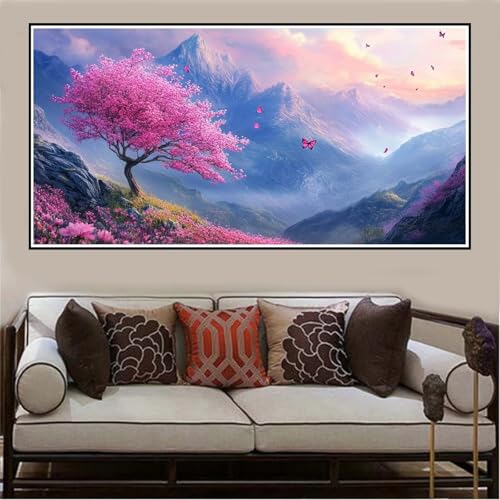 Malen Nach Zahlen Groß XXL 60x30cm Baum Malen Nach Zahlen Erwachsene Landschaft, Malen Nach Zahlen Erwachsene Leinwand AnfäNger, Acrylfarbe Ölgemälde Set, Bastelset Frauen für Home Decor -1307 von Lezewege