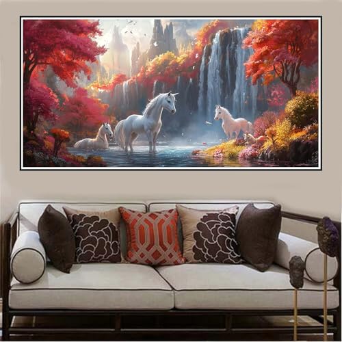 Malen Nach Zahlen Groß XXL 60x30cm Einhorn Malen Nach Zahlen Erwachsene Dschungel, Malen Nach Zahlen Erwachsene Leinwand AnfäNger, Acrylfarbe Ölgemälde Set, Bastelset Frauen für Home Decor -128 von Lezewege