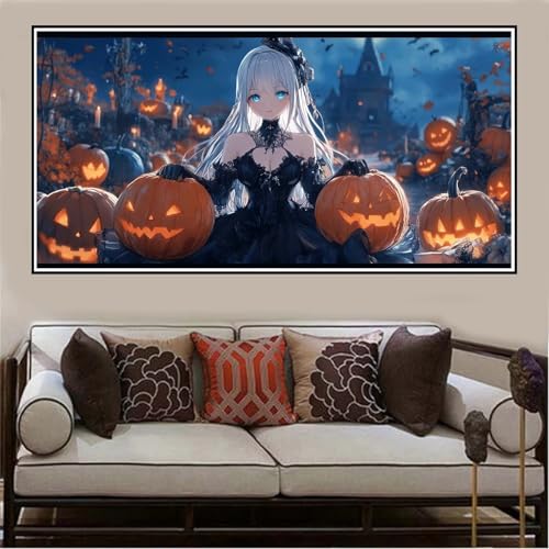 Malen Nach Zahlen Groß XXL 60x30cm Halloween Malen Nach Zahlen Erwachsene Mädchen, Malen Nach Zahlen Erwachsene Leinwand AnfäNger, Acrylfarbe Ölgemälde Set, Bastelset Frauen für Home Decor -1349 von Lezewege