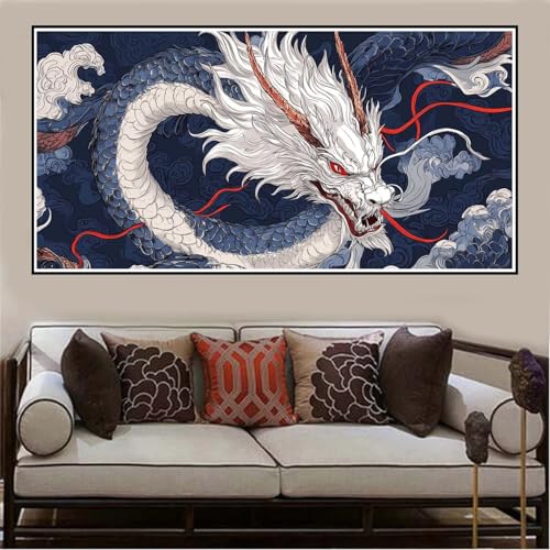 Malen Nach Zahlen Groß XXL 60x30cm Karikatur Malen Nach Zahlen Erwachsene Drachen, Malen Nach Zahlen Erwachsene Leinwand AnfäNger, Acrylfarbe Ölgemälde Set, Bastelset Frauen für Home Decor -107 von Lezewege