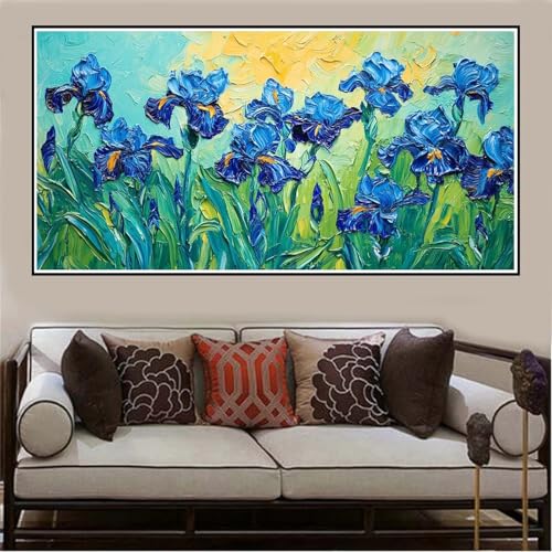 Malen Nach Zahlen Groß XXL 60x30cm Retro Malen Nach Zahlen Erwachsene Blume, Malen Nach Zahlen Erwachsene Leinwand AnfäNger, Acrylfarbe Ölgemälde Set, Bastelset Frauen für Home Decor, Rahmenlos -173 von Lezewege