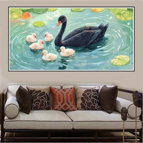 Malen Nach Zahlen Groß XXL 60x30cm Schwan Malen Nach Zahlen Erwachsene Tier, Malen Nach Zahlen Erwachsene Leinwand AnfäNger, Acrylfarbe Ölgemälde Set, Bastelset Frauen für Home Decor, Rahmenlos -1316 von Lezewege