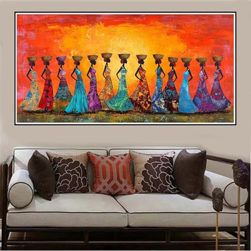 Malen Nach Zahlen Groß XXL 80x40cm Afrika Malen Nach Zahlen Erwachsene Frau, Malen Nach Zahlen Erwachsene Leinwand AnfäNger, Acrylfarbe Ölgemälde Set, Bastelset Frauen für Home Decor, Rahmenlos -138 von Lezewege