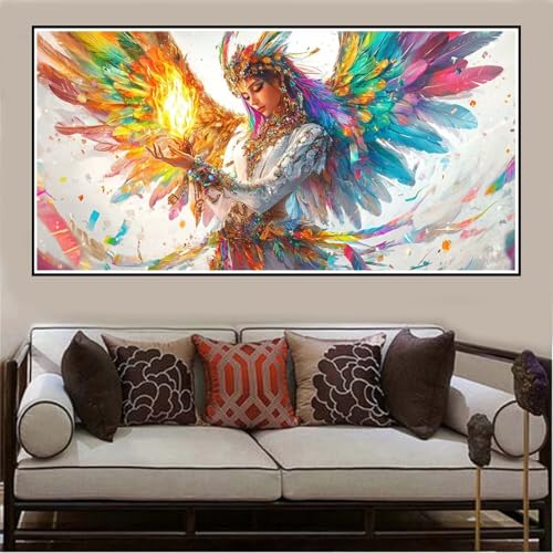 Malen Nach Zahlen Groß XXL 80x40cm Engel Malen Nach Zahlen Erwachsene Mädchen, Malen Nach Zahlen Erwachsene Leinwand AnfäNger, Acrylfarbe Ölgemälde Set, Bastelset Frauen für Home Decor,Rahmenlos -1335 von Lezewege