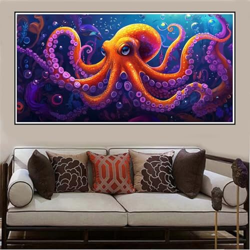 Malen Nach Zahlen Groß XXL 80x40cm Oktopus Malen Nach Zahlen Erwachsene Tier, Malen Nach Zahlen Erwachsene Leinwand AnfäNger, Acrylfarbe Ölgemälde Set, Bastelset Frauen für Home Decor, Rahmenlos -1473 von Lezewege