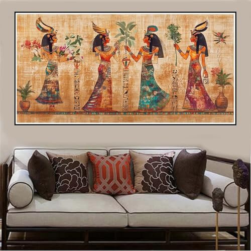 Malen Nach Zahlen Groß XXL 80x40cm Stamm Malen Nach Zahlen Erwachsene Ägypten, Malen Nach Zahlen Erwachsene Leinwand AnfäNger, Acrylfarbe Ölgemälde Set, Bastelset Frauen für Home Decor, Rahmenlos -42 von Lezewege