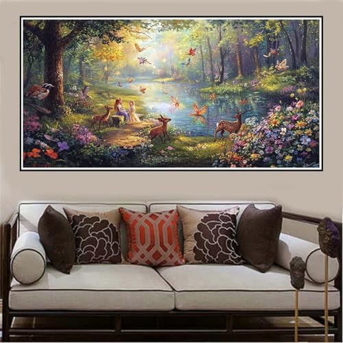 Malen Nach Zahlen Groß XXL 80x40cm Tier Malen Nach Zahlen Erwachsene Dschungel, Malen Nach Zahlen Erwachsene Leinwand AnfäNger, Acrylfarbe Ölgemälde Set, Bastelset Frauen für Home Decor,Rahmenlos -120 von Lezewege