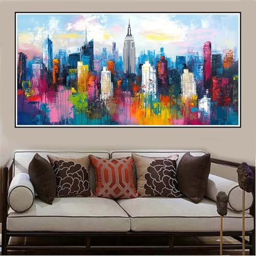 Malen Nach Zahlen Groß XXL 80x40cm Traum Malen Nach Zahlen Erwachsene Stadt, Malen Nach Zahlen Erwachsene Leinwand AnfäNger, Acrylfarbe Ölgemälde Set, Bastelset Frauen für Home Decor, Rahmenlos -897 von Lezewege