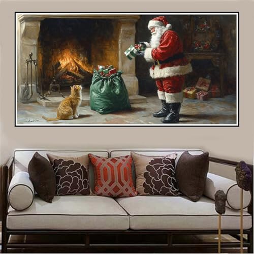 Malen Nach Zahlen Groß XXL 80x40cm Weihnachtsmann Malen Nach Zahlen Erwachsene Geschenk, Malen Nach Zahlen Erwachsene Leinwand AnfäNger, Acrylfarbe Ölgemälde Set, Bastelset Frauen für Home Decor -1287 von Lezewege