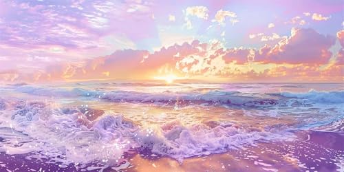 Sonnenuntergang Diamond Painting Groß XXL 100x200cm, DIY 5D Strand Diamant Painting Erwachsene Basteln, Diamant Painting Bilder Kinder Strass Kreuzstich Embroidery Kit für Herbst Zimmer Deko -275 von Lezewege