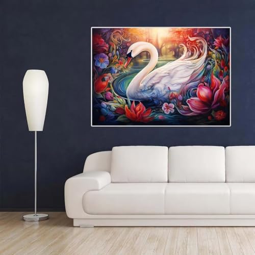 Diamond Painting, Diamant Painting Bilder Blume Schwan Full 5D DIY Diamond Painting Erwachsene Kits, Diamant Kunst Malen nach Zahlen Diamant Anfänger Kinder Set, Home Wand Dekor Gifts 35x45cm L751 von Leznzen