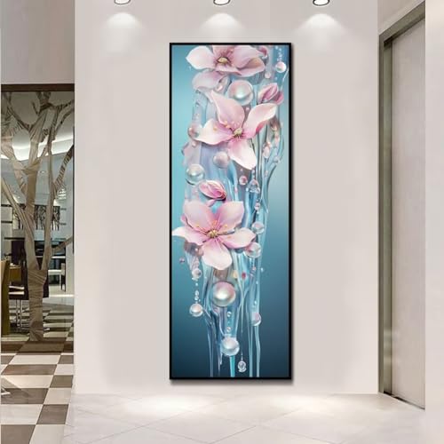 Diamond Painting Blume Diamant Painting Bilder Großes Full Kreisförmig Drill DIY 5D Diamond Painting-Erwachsene Kits Diamant Kunst Malen nach Zahlen Set, Home Wand Dekor 85x240 cm/34x95 Inch M-92 von Leznzen