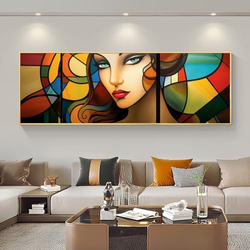 Diamond Painting Erwachsene Abstraktes Gesicht DIY 5D Diamant Painting Bilder Großes XXL 50x125cm/20x49in Full Drill Diamond Art Stickerei Kreuzstich Diamant Malerei Kits,Home Wand Dekor M-366 von Leznzen