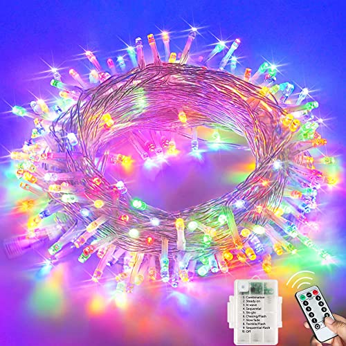 Lezonic Batterie-Lichterkette, 120 LEDs, 13 m, wasserdicht, Gartenlichter mit 8 Modi für Schlafzimmer, Hochzeit, Party, Weihnachtsdekoration (mehrfarbig) von Lezonic