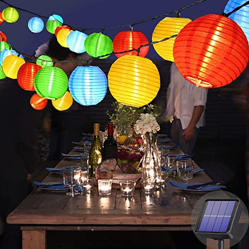 Lezonic Solar Lichterkette Lampion Außen, 6 Meter 20 LED Laternen 8 Modi Wasserdicht Solar Beleuchtung für Garten, Balkon, Hof, Hochzeit,Party Deko (Bunt) von Lezonic