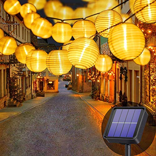 Lezonic Solar Lichterkette Lampion Außen, 8 Meter 30 LED Laternen 8 Modi Wasserdicht Beleuchtung für Garten, Balkon, Hof, Hochzeit,Weihnachten,Party Deko (Warmweiß) von Lezonic