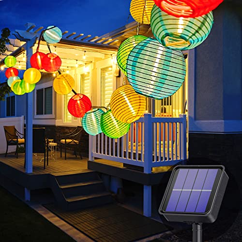 Lezonic Solar Lichterkette Lampion Außen, 8 Meter 30 LED Laternen 8 Modi Wasserdicht Solar Beleuchtung für Garten, Balkon, Hof, Hochzeit,Party Deko (Bunt) von Lezonic