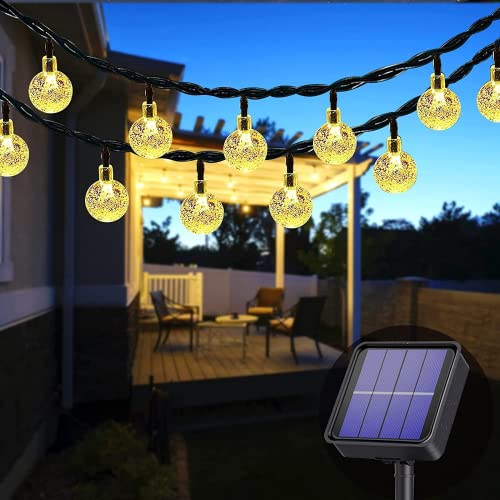 Lezonic Solar Lichterkette aussen, 30LED 23 ft 8 Modi Solar Kristallkugeln wasserdicht Außen/Innen Lichter Beleuchtung für Garten, Balkon, Hochzeiten, Partys, Weihnachten (warmweiß) von Lezonic