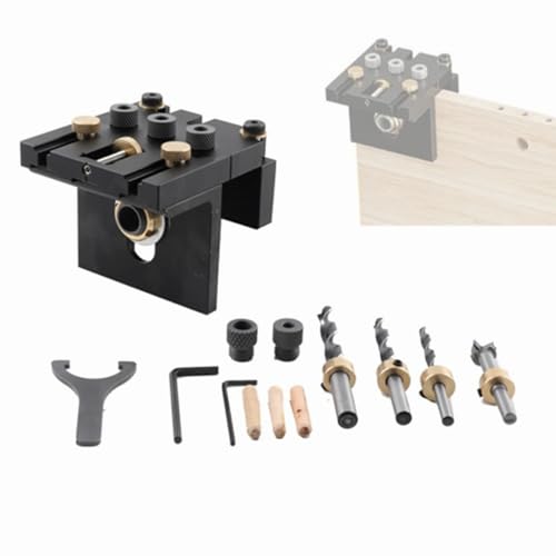 Lfhelper Pocket Hole Jig Kit 3 in 1 Hole Jig Puncher Locator Bohrschablone Dübel mit 6/8/10/15mm Bohrhülsen Holzbearbeitung Taschenloch Schrauben Jig Einstellbar Lochsucher Woodworking Doweling Jig von Lfhelper