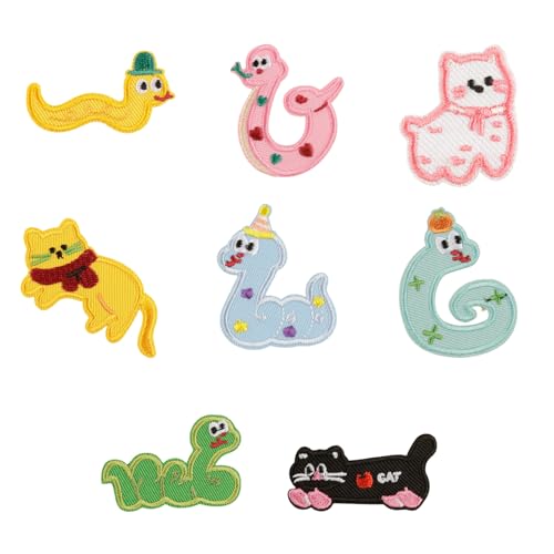 8 Stück Cartoon Tier bestickte Flicken zum Aufbügeln Reparaturflicken kleine Schlangen Nähen Flicken für Kleidung Tasche 8 Stück Cartoon Tier bestickte Flicken zum Aufbügeln Reparaturflicken kleine Schlangen Nähen Flicken für Kleidung Tasche von LfrXtra
