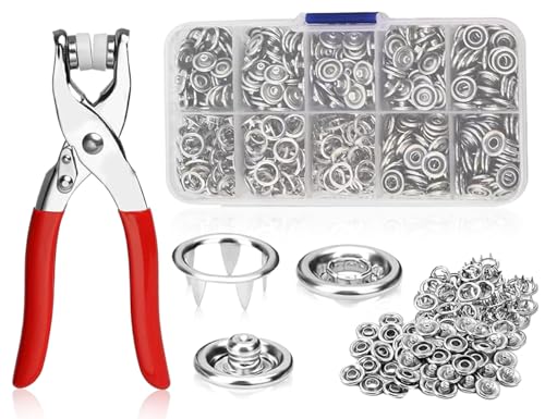 Lhbwhiz 100 Stück Druckknöpfe Set, Metall Druckknöpfe Kit mit Zange und Kasten, 9,5 mm Druckknöpfe Ohne Nähen Druckknöpfe für DIY Basteln Kleidung Taschen(Silber) von Lhbwhiz