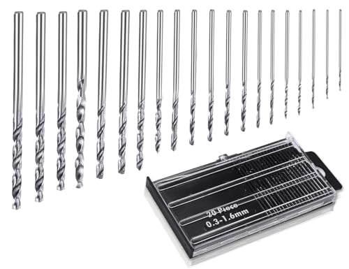 Lhbwhiz 20 Stück Handbohrer Set,Mini Bohrmaschine Pin Vise,Spiralbohrer Bits,Mikrobohrer,Twist Hand Drill,Mini bohrer,holzbohrer,für Model Making,DIY Drilling,Metal Wood Handbohrmaschine(0.3-1.6 mm) von Lhbwhiz