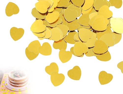 Lhbwhiz 30g Konfetti,Herzen Hochzeit Confetti Deko,Tischkonfetti Streudeko,Geburtstag Tischdeko,Jahrestag Partydekoration,Dekoration für Baby Party Jubiläum Valentinstag Party Taufe(Gold,2.5cm) von Lhbwhiz