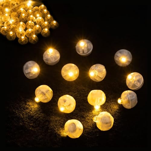 Lhdfyqt 100 Stück Mini LED Licht Luftballon Lichter, LED Ballonlichter Lichter, Runde Led Ballonlichter, Ballons Lichter Warmweiß, Mini Led Licht, für Papierlaterne, Hochzeit, Geburtstag, Party von Lhdfyqt