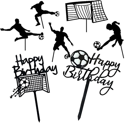 Lhdfyqt 7 Stück Acryl Geburtstag Tortenstecker, Geburtstag Tortenaufsatz Fußball, Fußball Geburtstagstorte Dekoration, Fußball Cake Toppers, für Sport-Themen-Geburtstagsfeier-Dekorationszubehör von Lhdfyqt