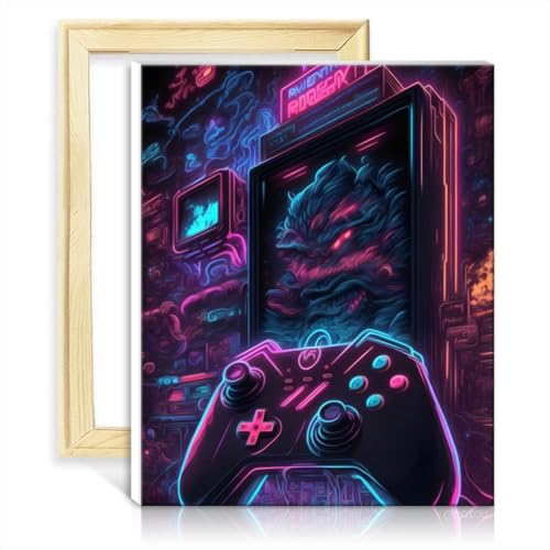 LiHEQING Malen nach Zahlen, Neon-Gaming-Zimmer, Malen-nach-Zahlen-Set für Erwachsene auf Leinwand für die Wanddekoration zu Hause, ohne Rahmen (60 x 75 cm) von LiHEQING