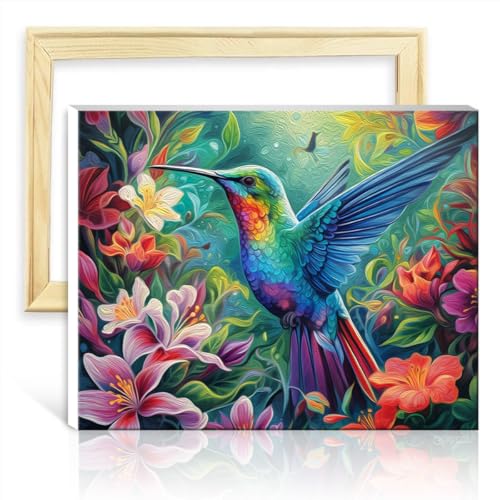 LiHEQING Malen-nach-Zahlen-Pinsel-Set, Kolibri, Malen nach Zahlen, Erwachsene, Anfänger, Kunstbild für die Heimdekoration, ohne Rahmen (40 x 50 cm) von LiHEQING