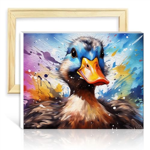 LiHEQING Malen-nach-Zahlen-Pinsel-Set „Ente“, Malen nach Zahlen für Erwachsene mit 3 Pinseln und Acrylfarben, Malen, Kunsthandwerk, DIY-Rahmen (30 x 40 cm) von LiHEQING