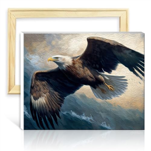 LiHEQING Malen nach Zahlen-Set, Adler im Flug, Meer, Malerei für Erwachsene, mit Pinseln und Acrylpigmenten, Malerei, Kunsthandwerk, ohne Rahmen (60 x 75 cm) von LiHEQING