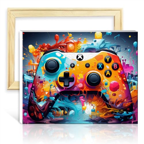 LiHEQING Malen-nach-Zahlen-Set, Cartoon-Gamecontroller, Malen nach Zahlen für Erwachsene, Kunsthandwerksprojekt für Zuhause, Wanddekoration, Geschenke, ohne Rahmen (30 x 40 cm) von LiHEQING