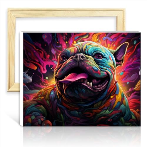 LiHEQING Malen nach Zahlen auf Leinwand, wilder Bulldogge, Malen nach Zahlen für Erwachsene, für die Wanddekoration zu Hause, ohne Rahmen (40 x 50 cm) von LiHEQING