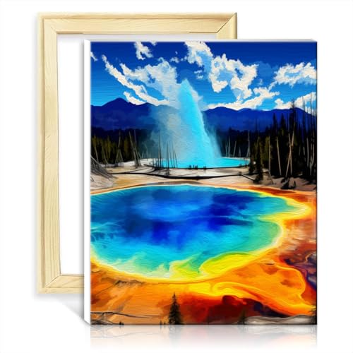 LiHEQING Ölgemälde-Set auf Leinwand, Yellowstone-Nationalpark, für Kinder und Erwachsene, Malen nach Zahlen, Anti-Stress-Spielzeug, ohne Rahmen (40 x 50 cm) von LiHEQING