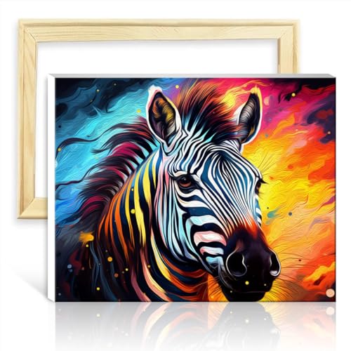 LiHEQING Ölgemälde-Set auf Leinwand, Zebra, DIY, Malen nach Zahlen, für Erwachsene und Anfänger, Zuhause, Wohnzimmer, dekorativ, ohne Rahmen (40 x 50 cm) von LiHEQING