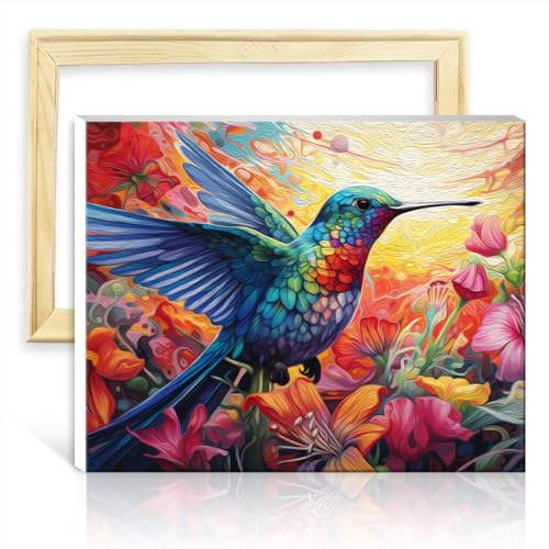 LiHEQING Ölgemälde-Set für Leinwand, Kolibri, digitales Ölgemälde zum Selbermachen, für Erwachsene, kreativer Stil, Kunsthandwerk, ohne Rahmen (40 x 50 cm) von LiHEQING