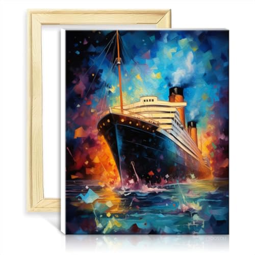 LiHEQING Ölgemälde-Set für Leinwand, Motiv: „The Titanic“, zum Selbermachen, digitales Ölgemälde für Erwachsene, Bild für Heimdekoration, Geschenk, ohne Rahmen (40 x 50 cm) von LiHEQING