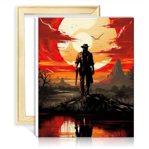 LiHEQING Ölgemälde-nach-Zahlen-Set, Red Dead Memories, DIY-Ölgemälde nach Zahlen auf Leinwand für die Wanddekoration zu Hause, ohne Rahmen (30 x 40 cm) von LiHEQING