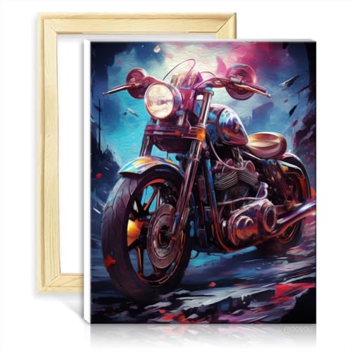 LiHEQING auf Leinwand, leicht zu malendes Kunstwerk, Galaxien, Motorräder, Malen nach Zahlen, für Erwachsene, Kinder, Anfänger, als Geschenk zur Heimdekoration, ohne Rahmen (60 x 75 cm) von LiHEQING