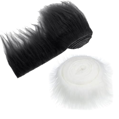 Furry Faux Precut Strips,2 Stücke Kunstfell Band,150cmx10cm Plüsch Precut Strips Fellimitat Kunstleder fur Gnome Beard Santa Hair Dwarf Kunstfell Basteln Weihnachts Kunstfellband von LiJuanWang